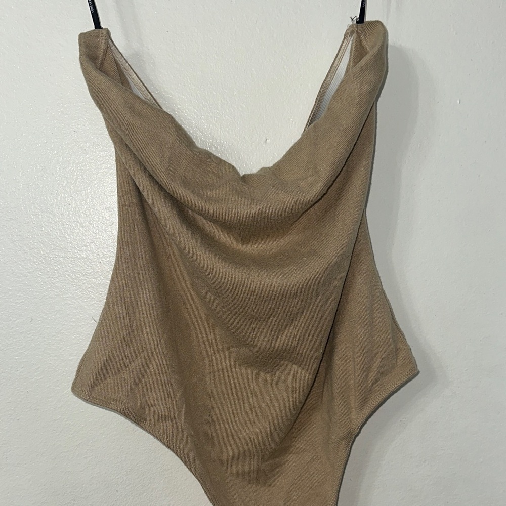 Tan strapless bodysuit